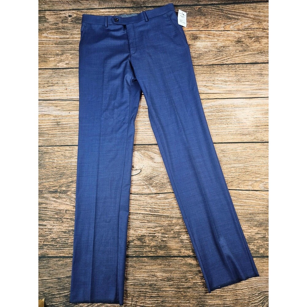 Tommy Hilfiger Men 34W Dress Pants Birds Eye Blue Trousers Vassar Unfinished NWT
